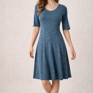 GANNI Blue Cotton Jersey Fit & Flare Dress S Casual Minimalist